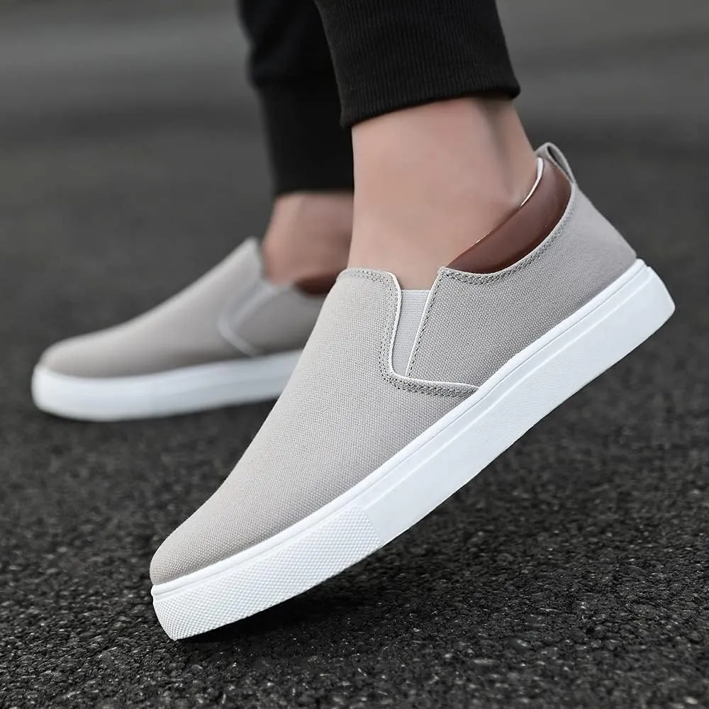 tazimall Men's Large Size Canvas Shoes, Slip on Flat Loafers