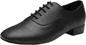 TDA Men's Classic Lace-up Black Leather Tango Ballroom Salsa Latin Dance Wedding Shoes 10 M US