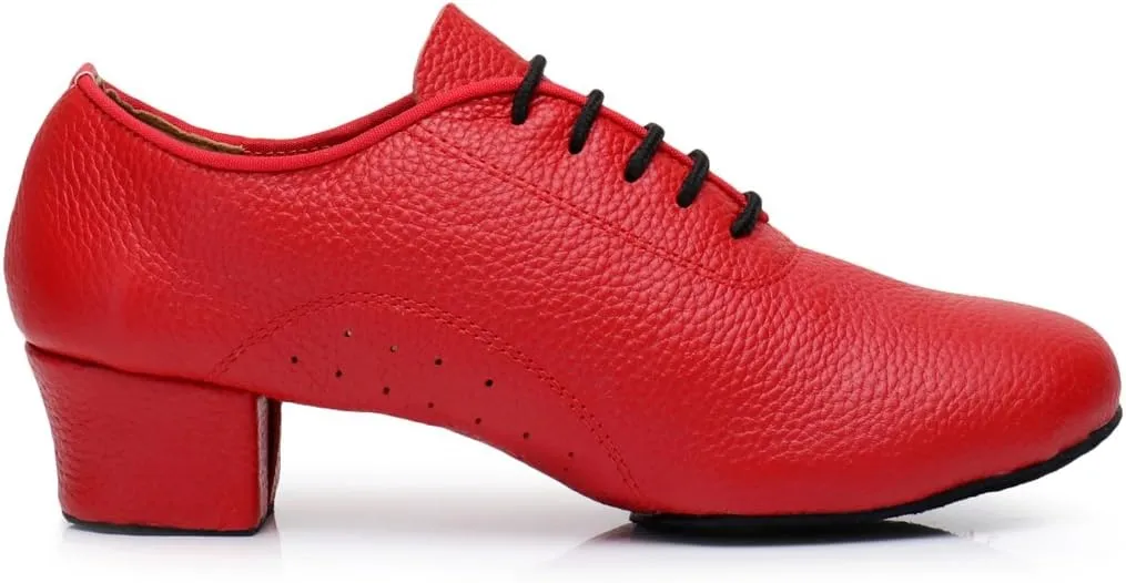 TDA Women's Classic Lace-up Leather Ballroom Salsa Tango Samba Rumba Modern Latin Dance Shoes