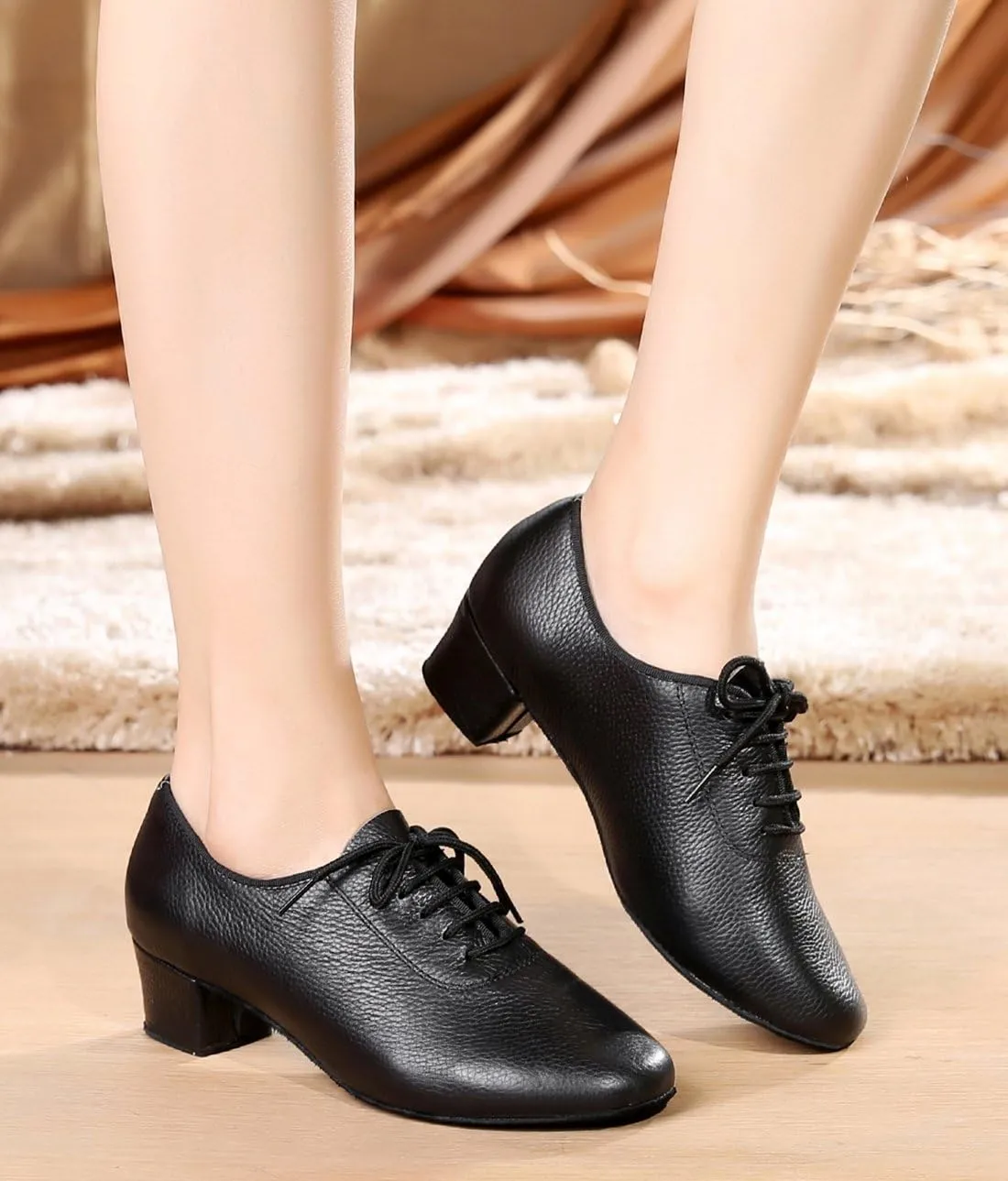 TDA Women's Classic Lace-up Leather Ballroom Salsa Tango Samba Rumba Modern Latin Dance Shoes