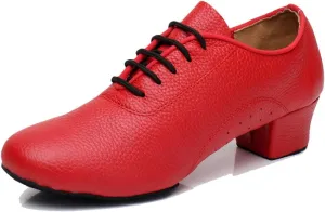 TDA Women's Classic Lace-up Leather Ballroom Salsa Tango Samba Rumba Modern Latin Dance Shoes