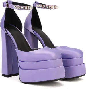 THESHY Womens Platform Chunky High Block Heels Ankle Strap Buckles Wedge Dress Pumps Fashion Shoes for Women