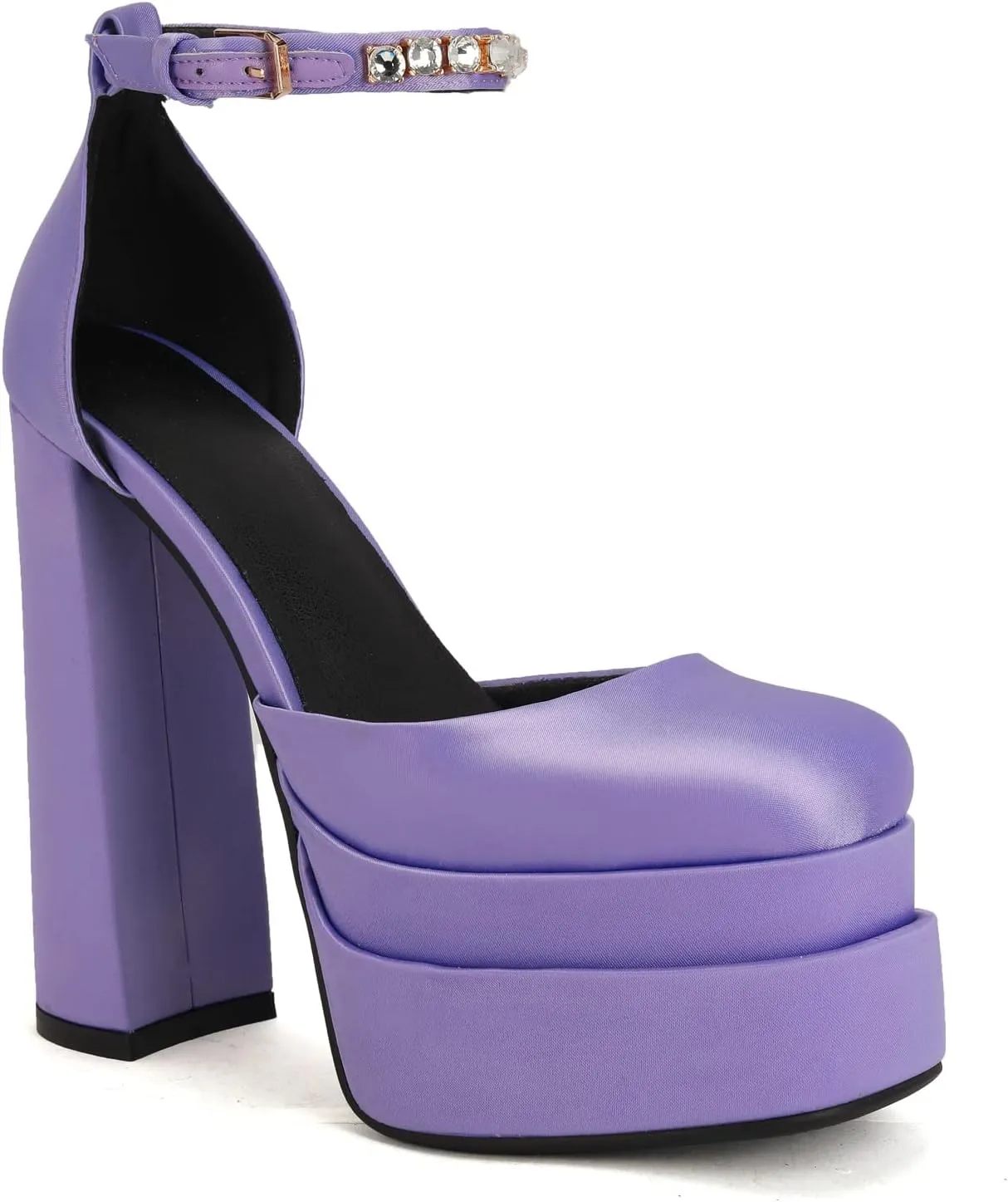 THESHY Womens Platform Chunky High Block Heels Ankle Strap Buckles Wedge Dress Pumps Fashion Shoes for Women