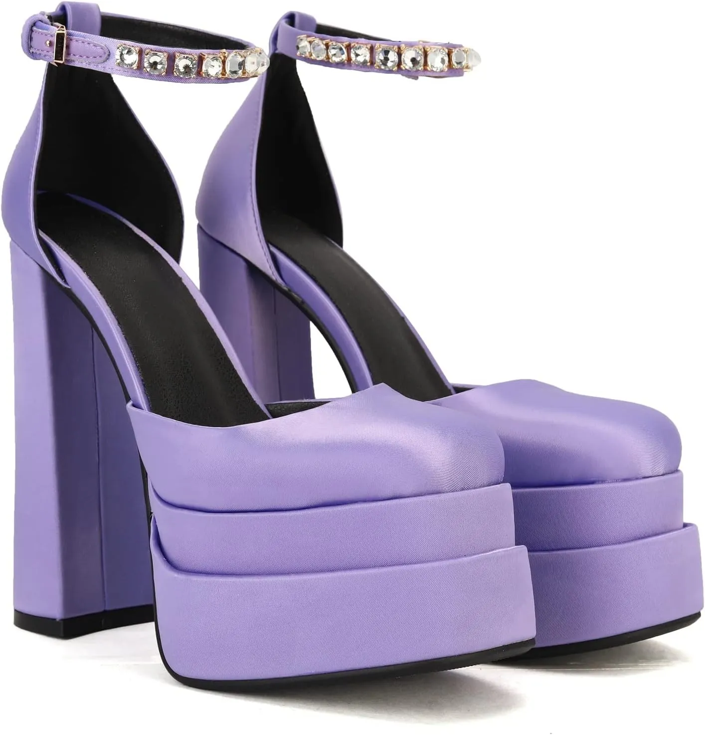 THESHY Womens Platform Chunky High Block Heels Ankle Strap Buckles Wedge Dress Pumps Fashion Shoes for Women