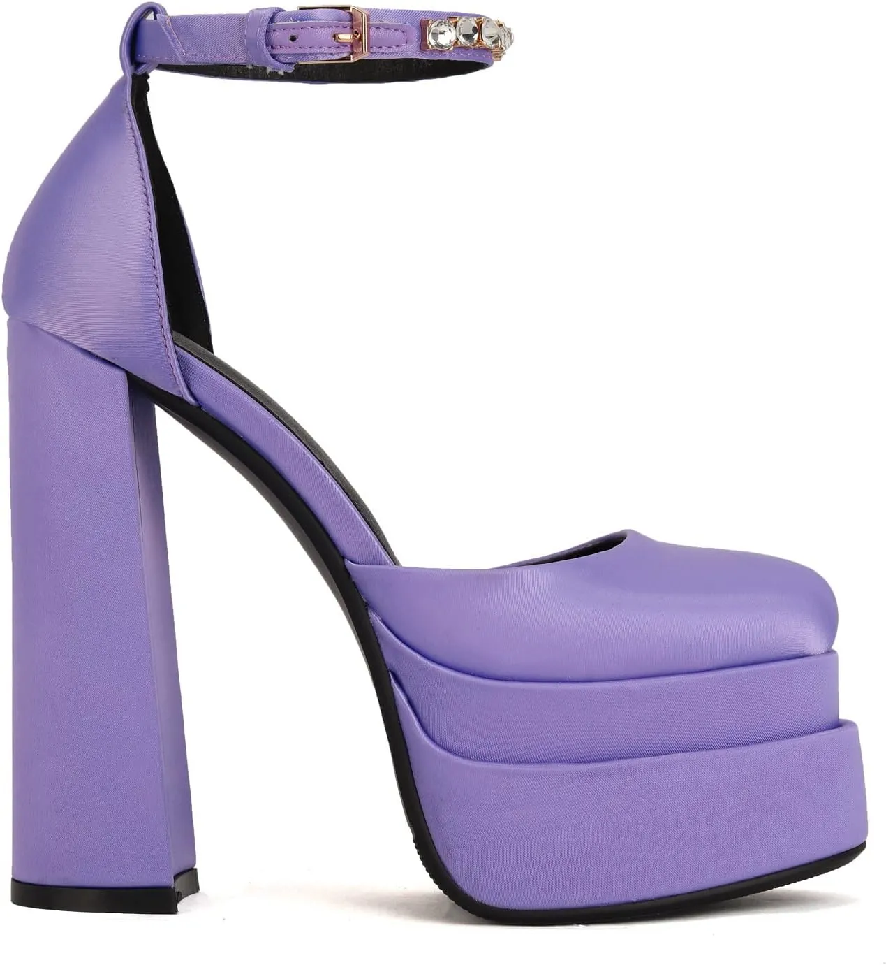 THESHY Womens Platform Chunky High Block Heels Ankle Strap Buckles Wedge Dress Pumps Fashion Shoes for Women