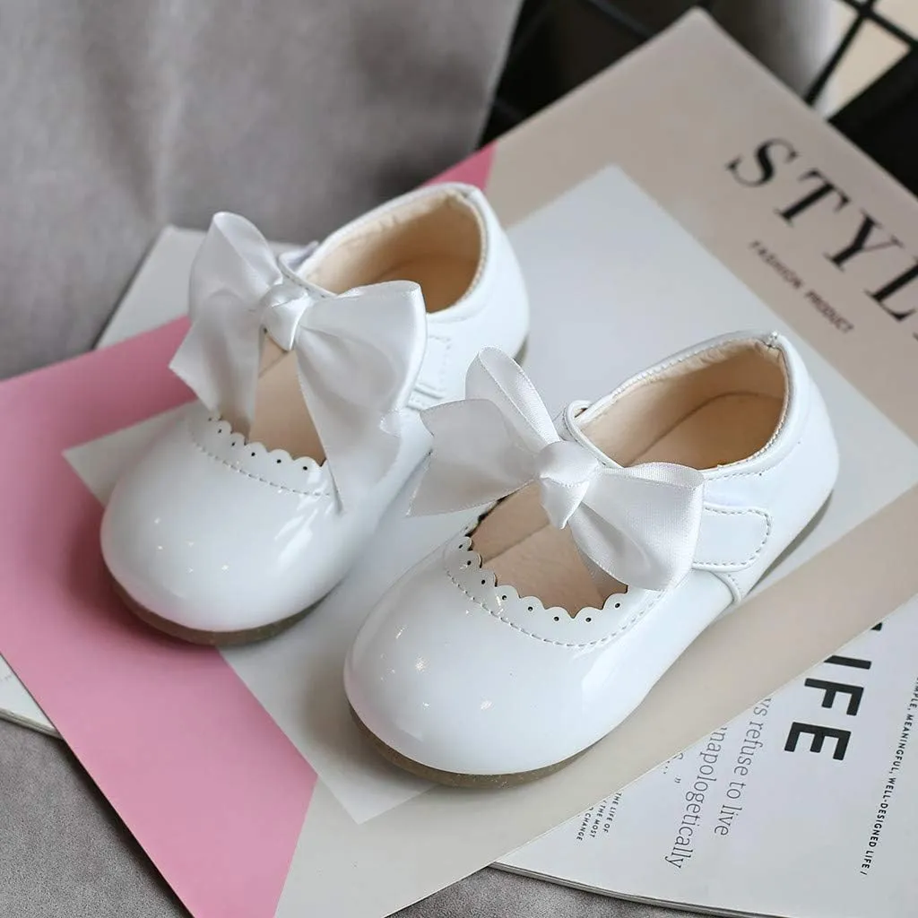 Toddler Baby Girls Mary Jane Flats Infant Newborn Walking Shoes Soft Rubber Sole Princess Wedding Dress Shoes