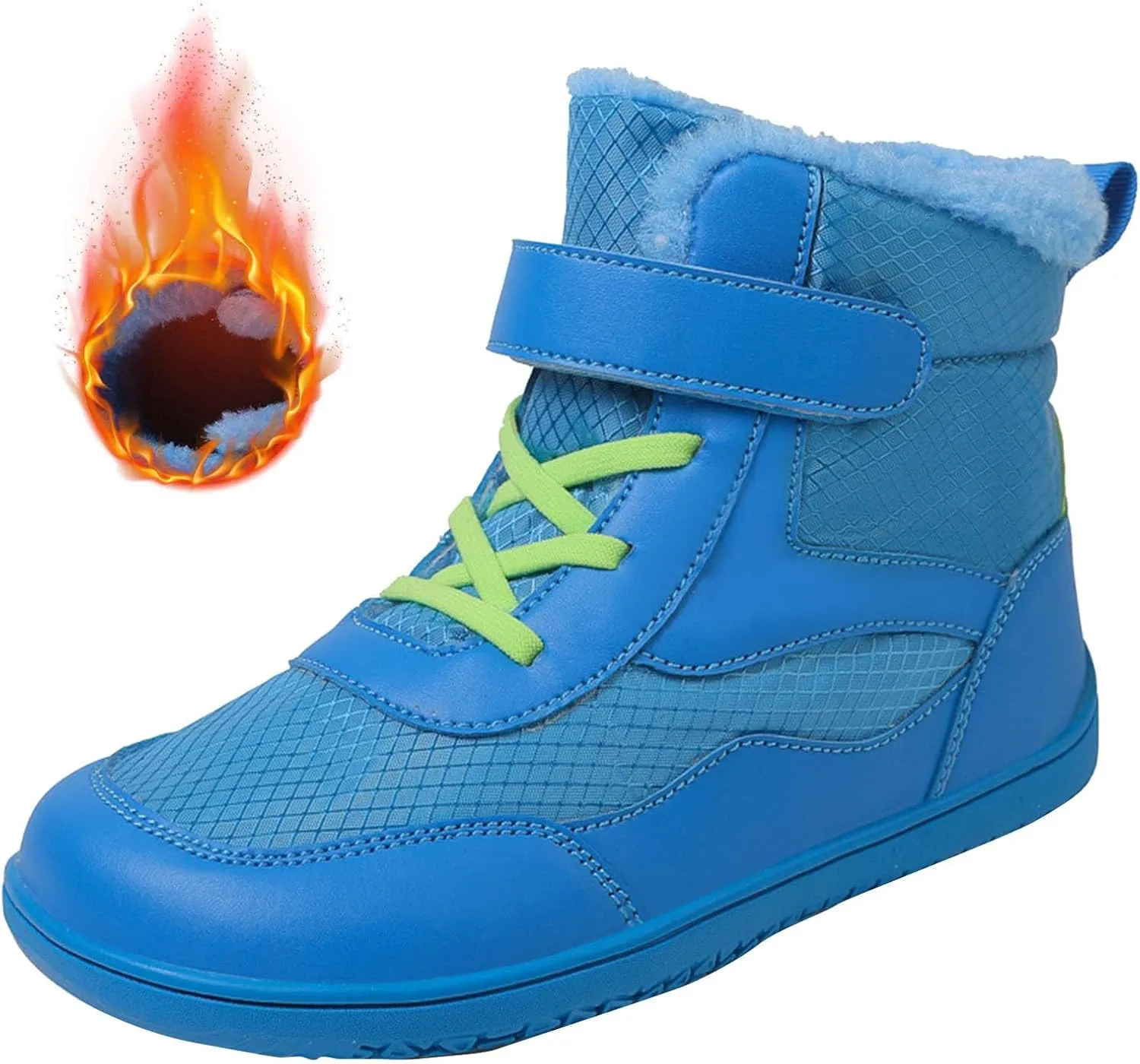 Toddler Boys Girls Winter Snow Barefoot Boots with Wide Toe Box Slip Drop Sole Ankle Boots Hiking Fur Lined Winter Boots