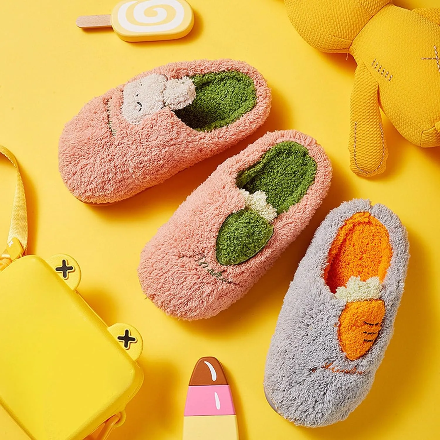 Toddler Bunny Slippers Boys Girls Warm Fuzzy Slipper for Kid House Shoes Bedroom Slippers Winter Slip on Shoes