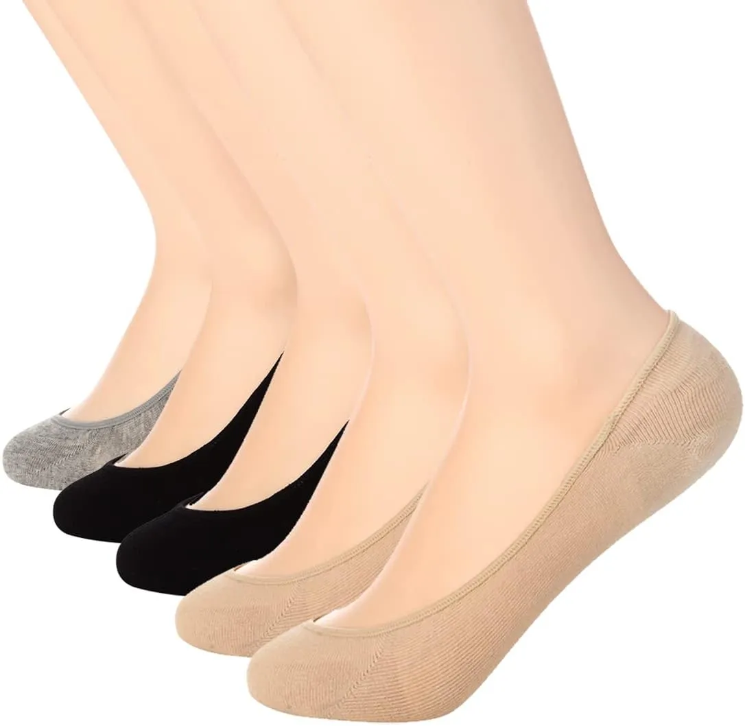 Toes Home No Show Socks Womens, Ultra Low Cut Liners Non Slip Footies for Flats Hidden Invisible Boat Summer 3 to 8 Pairs