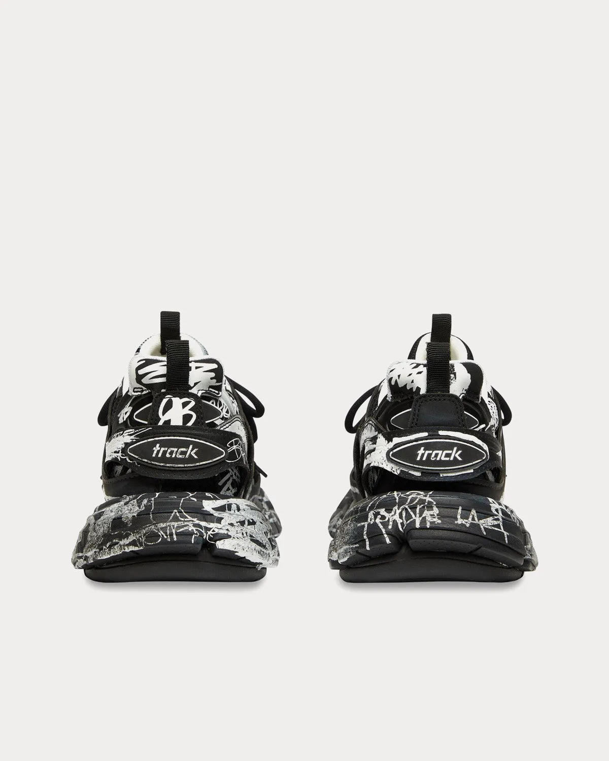 Track Graffiti Mesh & Nylon Black / White Low Top Sneakers