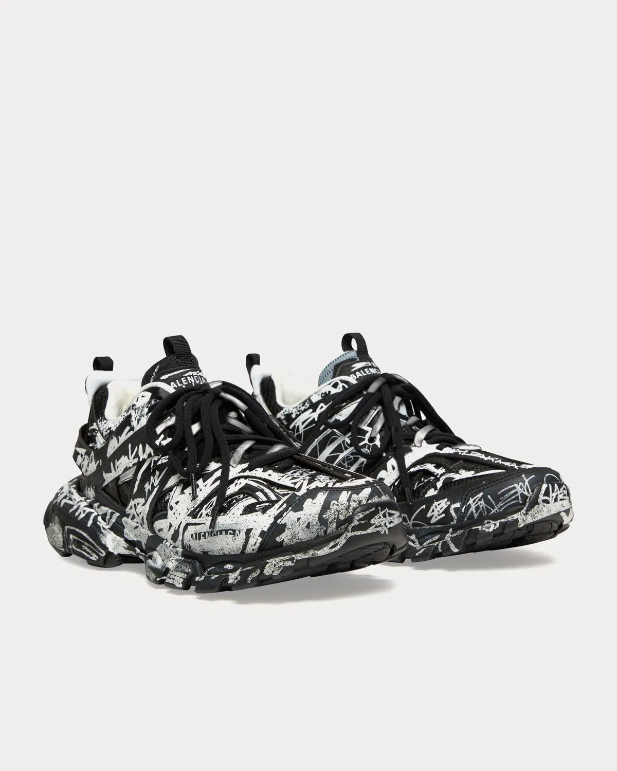 Track Graffiti Mesh & Nylon Black / White Low Top Sneakers