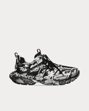 Track Graffiti Mesh & Nylon Black / White Low Top Sneakers