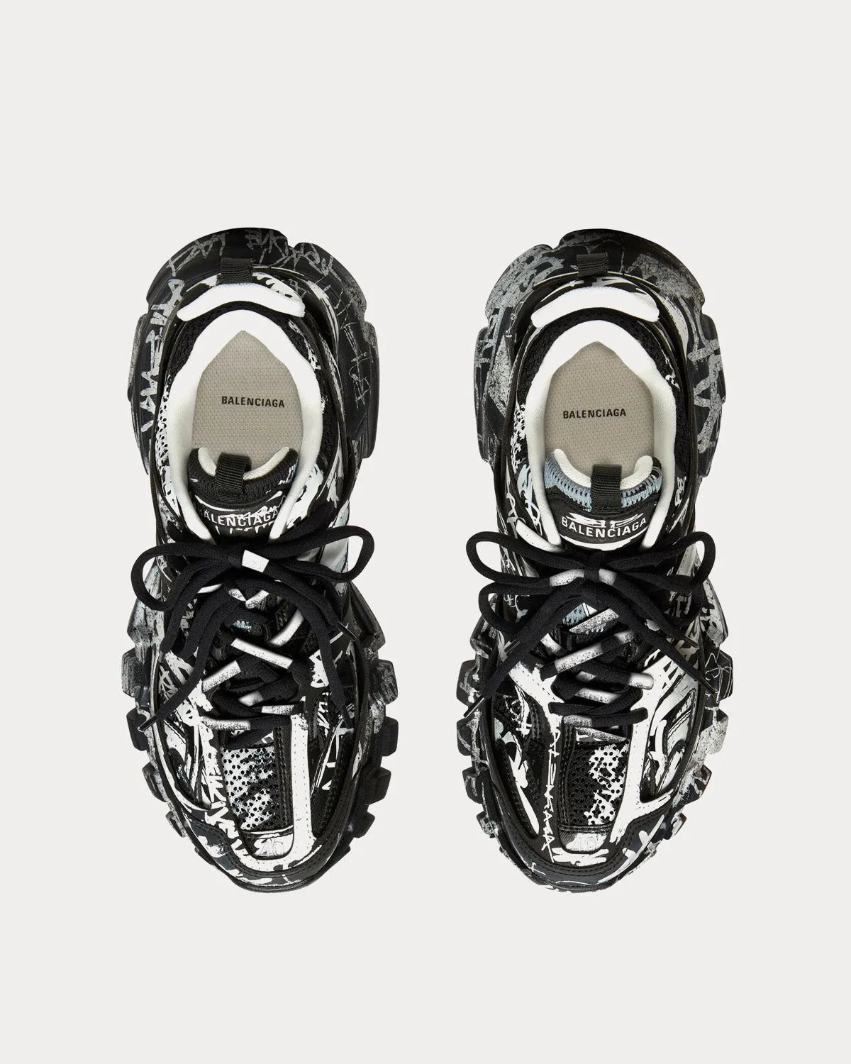 Track Graffiti Mesh & Nylon Black / White Low Top Sneakers