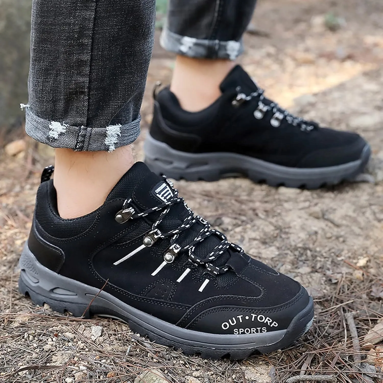 Walking Shoes Tennis Comfortable Fashion All Season Men Sports Hiking Shoes Round Toe Lace Up Flat Non Slip Comfortable