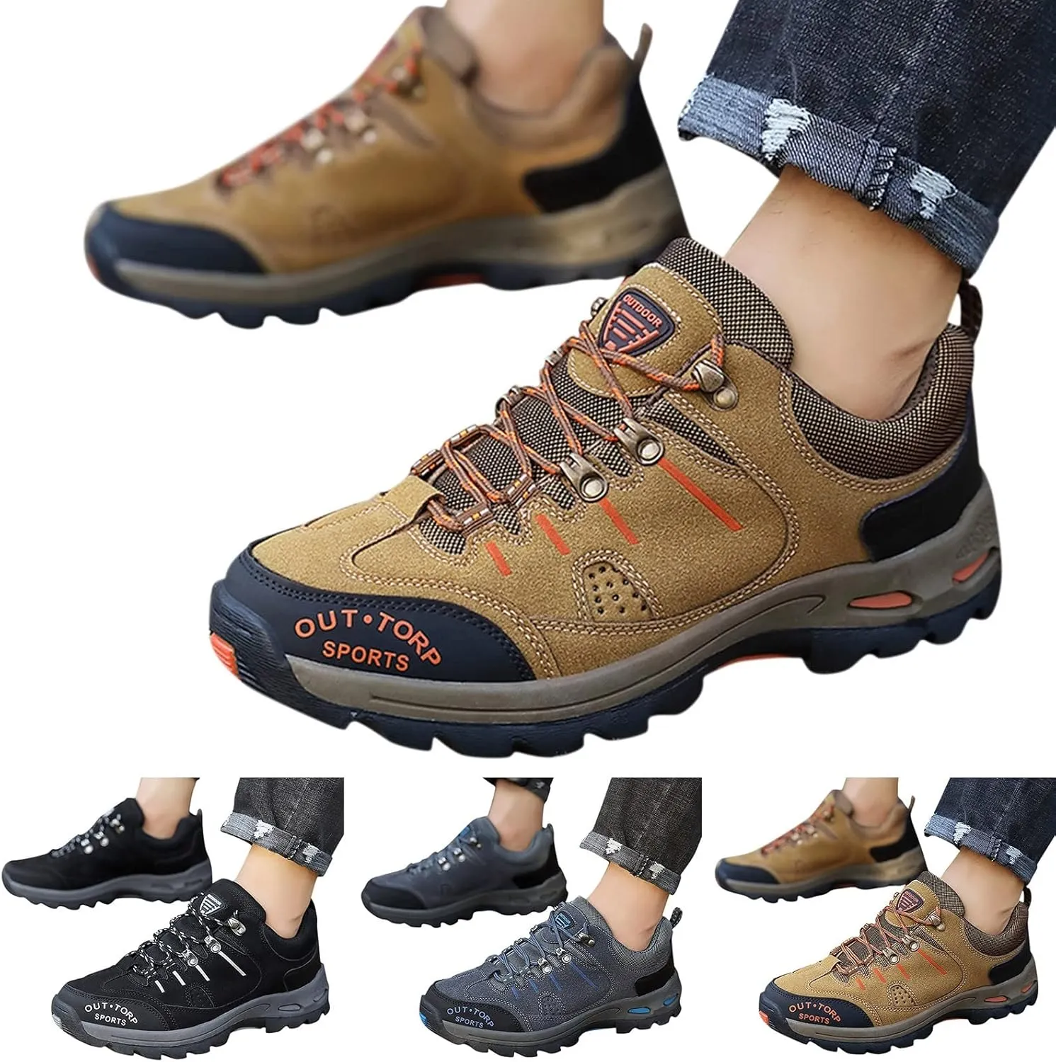 Walking Shoes Tennis Comfortable Fashion All Season Men Sports Hiking Shoes Round Toe Lace Up Flat Non Slip Comfortable