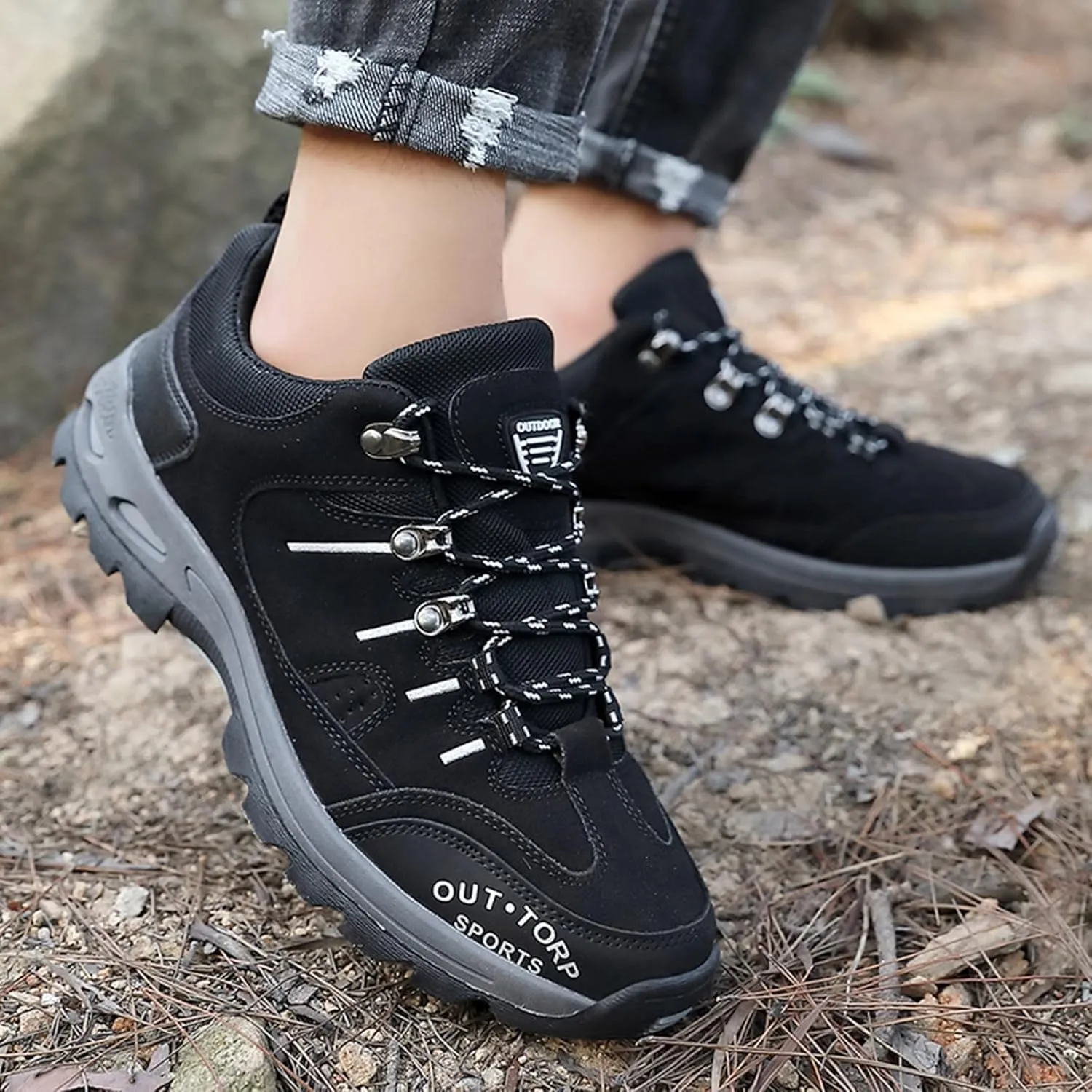 Walking Shoes Tennis Comfortable Fashion All Season Men Sports Hiking Shoes Round Toe Lace Up Flat Non Slip Comfortable
