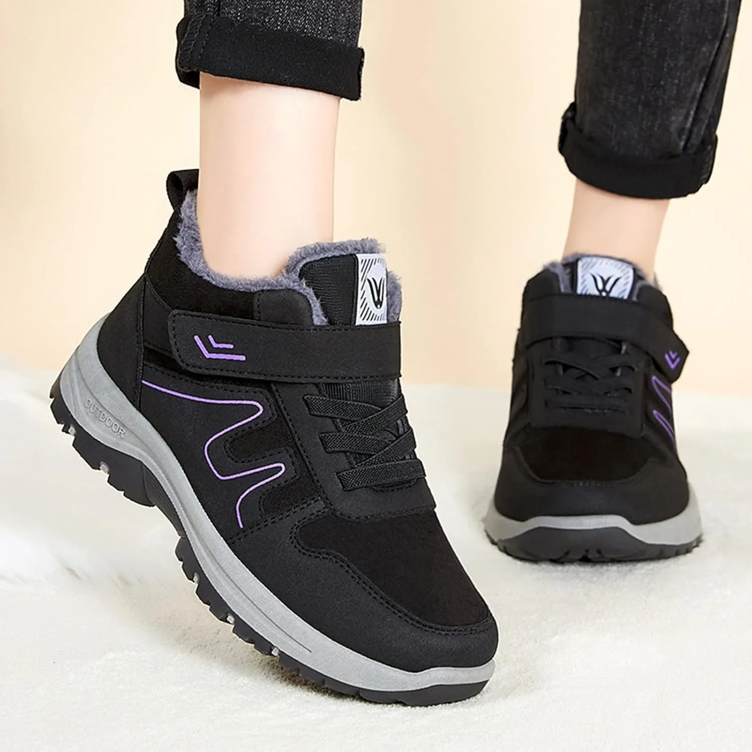 Wide Calf Snow Boots for Women Plus Size Zippered Snow Boots for Women Waterproof Insulated Winter Boots Women Size 8 Waterproof Zapatos De Mujer Para El Frio Y Nieve Womens Winter Hiking Boots Wide