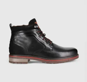 Wild Rhino Redback Black 6 Eyelet Zip Ankle Boot Made In Portugal