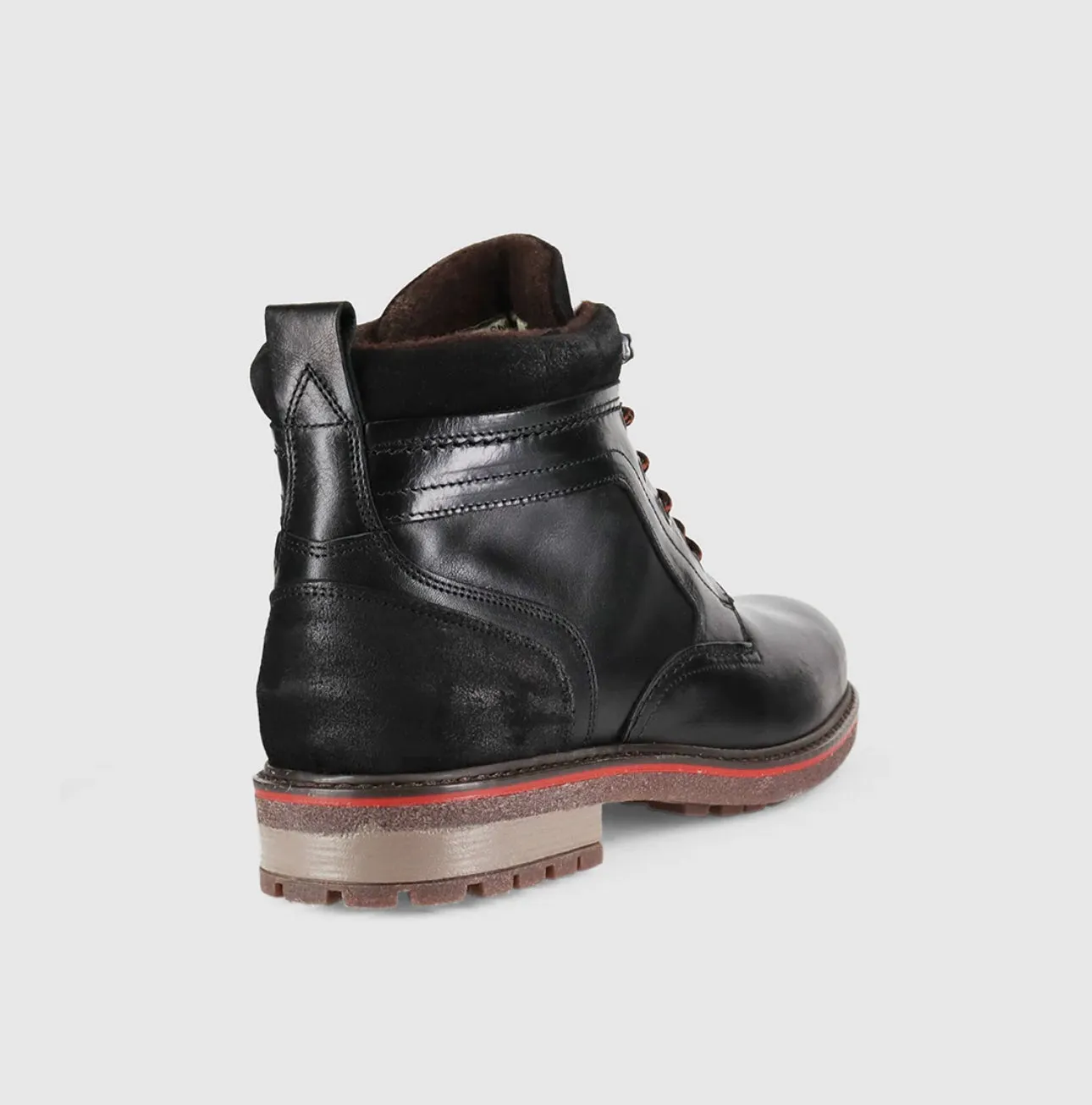 Wild Rhino Redback Black 6 Eyelet Zip Ankle Boot Made In Portugal