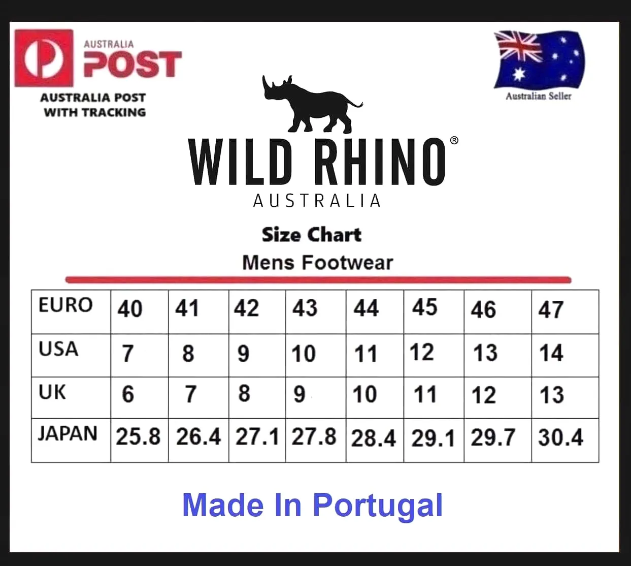 Wild Rhino Redback Black 6 Eyelet Zip Ankle Boot Made In Portugal