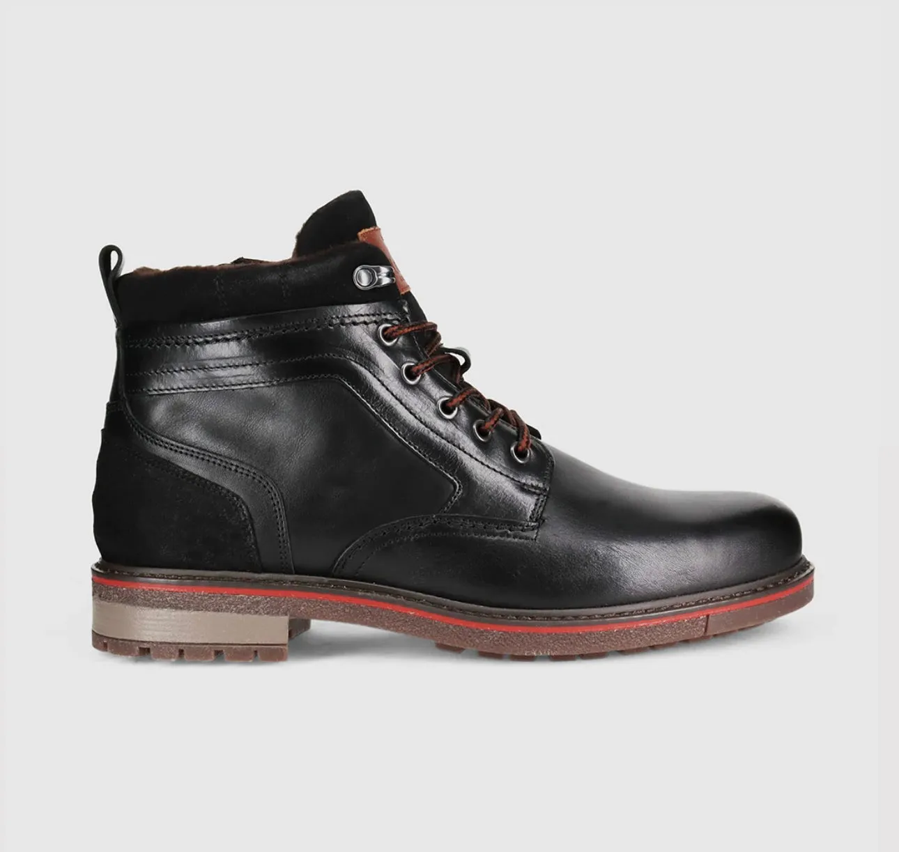 Wild Rhino Redback Black 6 Eyelet Zip Ankle Boot Made In Portugal
