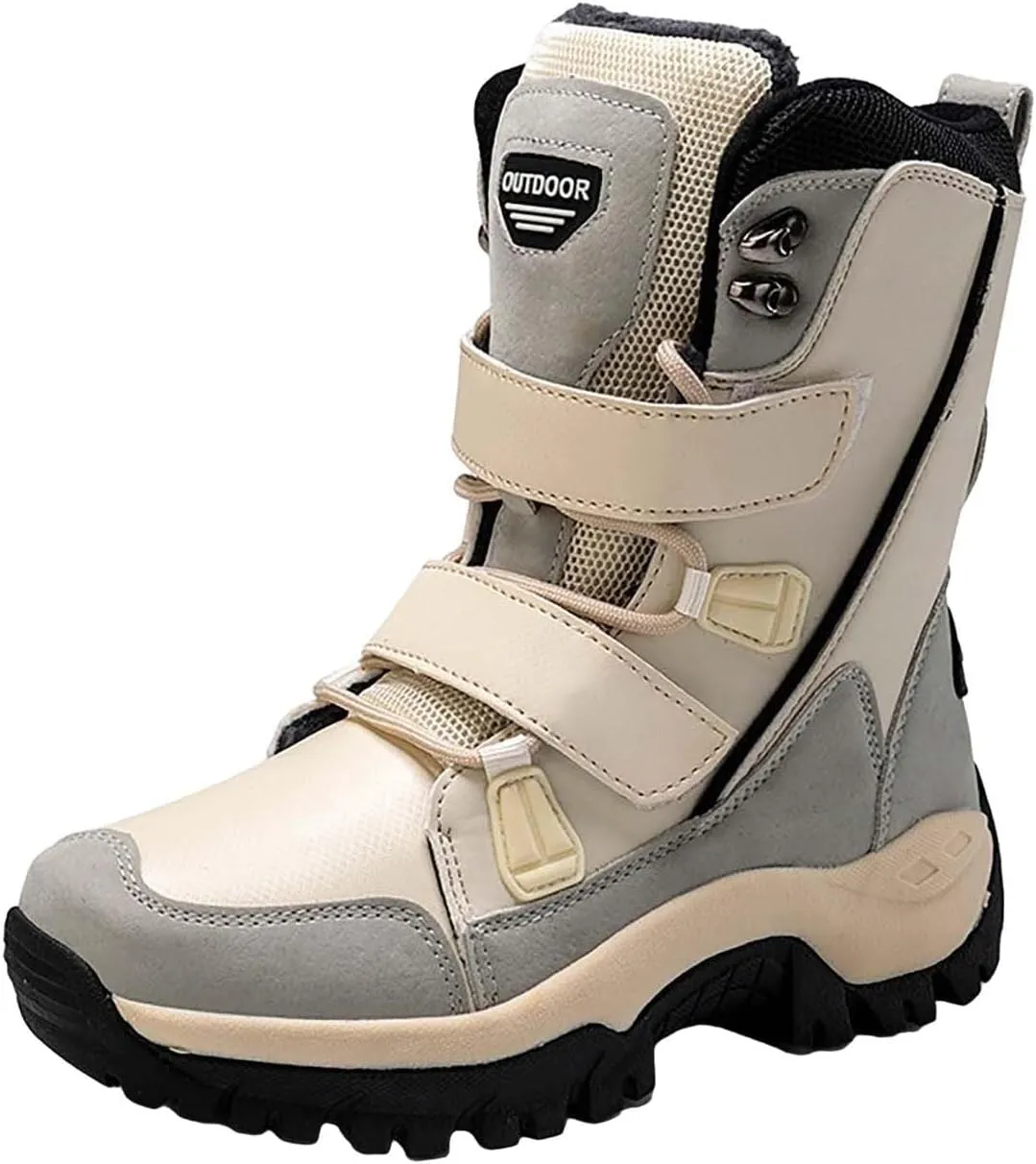 Winter White Boots for Women Size 12 Women's Snow Boots Waterproof White Women Winter Boots Women Waterproof Boots Women Mid Calf Flat Leather Winter Boots Prime of Day Deals