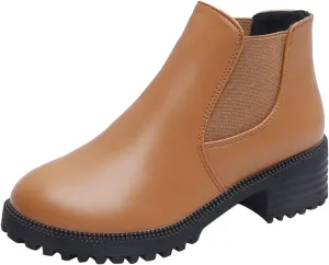 Womens Booties Ankle Women Booties Low Heel Flat Cowboy Boots for Women Mens Casual Boot Lightweight Cute Round Toe Closed Toe Wide Fit Available
