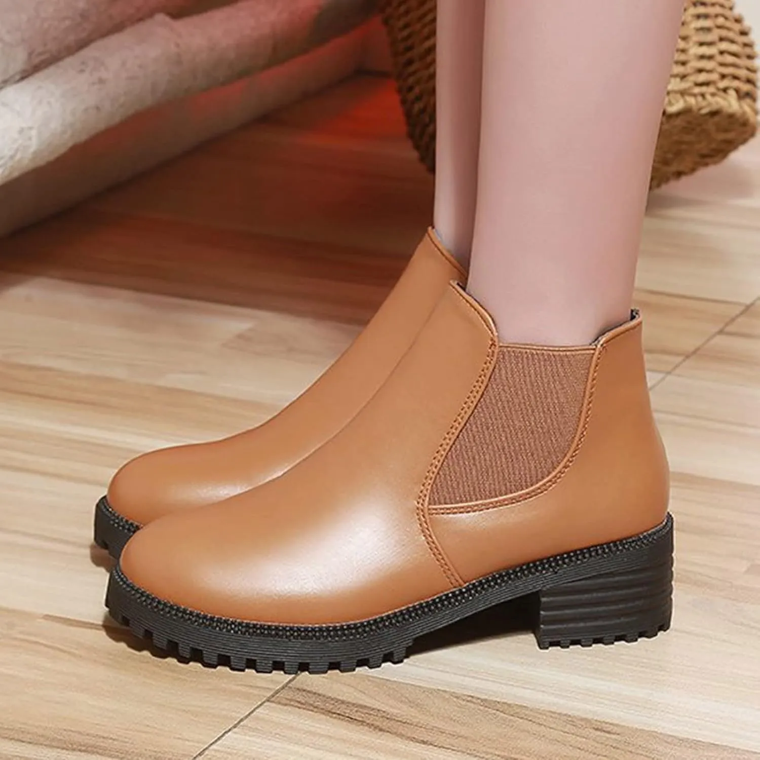 Womens Booties Ankle Women Booties Low Heel Flat Cowboy Boots for Women Mens Casual Boot Lightweight Cute Round Toe Closed Toe Wide Fit Available