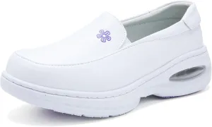 Womens Nursing Shoes Platform Loafers Air Cushion Drop-in Heel Sneakers Lightweight Leather Nurse Shoe