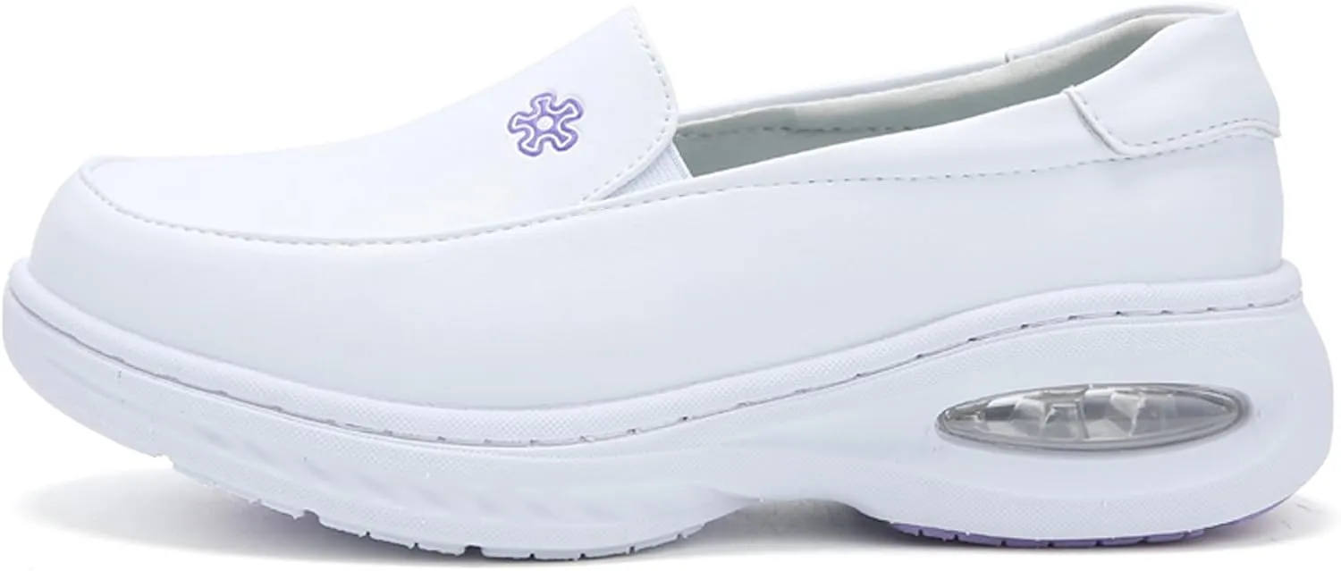 Womens Nursing Shoes Platform Loafers Air Cushion Drop-in Heel Sneakers Lightweight Leather Nurse Shoe