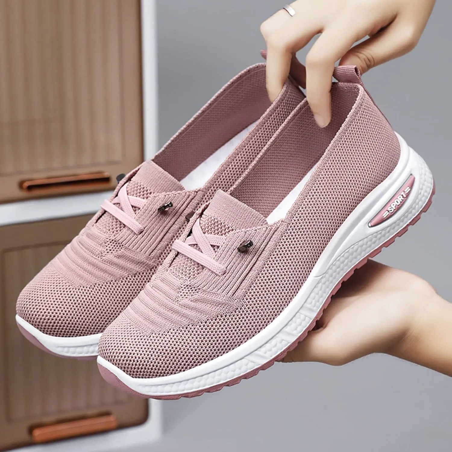 Womens Slip On Tennis Running Shoes Non Slip Fashion Sneakers Mesh Walking Shoes Gym Workout Breathable Work Shoes Comfortable Women's Athletic Shoes Lightweight