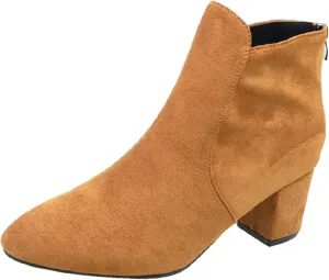 Womens Snow Boots Ankle Women Ankle Booties Womens Cowgirl Boots Square Toe Womens Bootie Low Heel Round Toe Flat Heel Square Toe Slip On Side Zipper