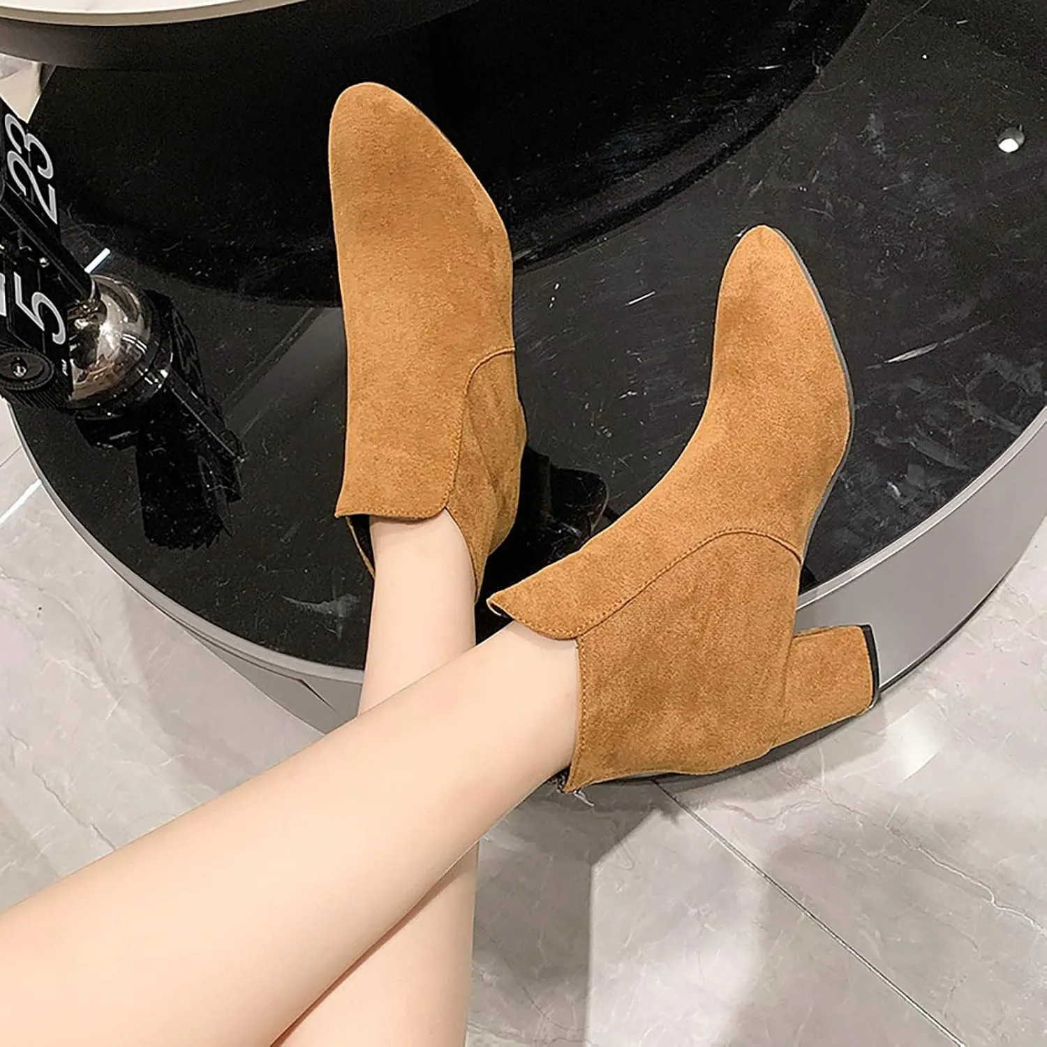 Womens Snow Boots Ankle Women Ankle Booties Womens Cowgirl Boots Square Toe Womens Bootie Low Heel Round Toe Flat Heel Square Toe Slip On Side Zipper
