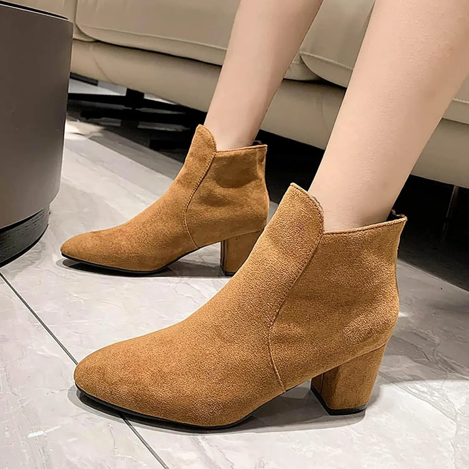 Womens Snow Boots Ankle Women Ankle Booties Womens Cowgirl Boots Square Toe Womens Bootie Low Heel Round Toe Flat Heel Square Toe Slip On Side Zipper