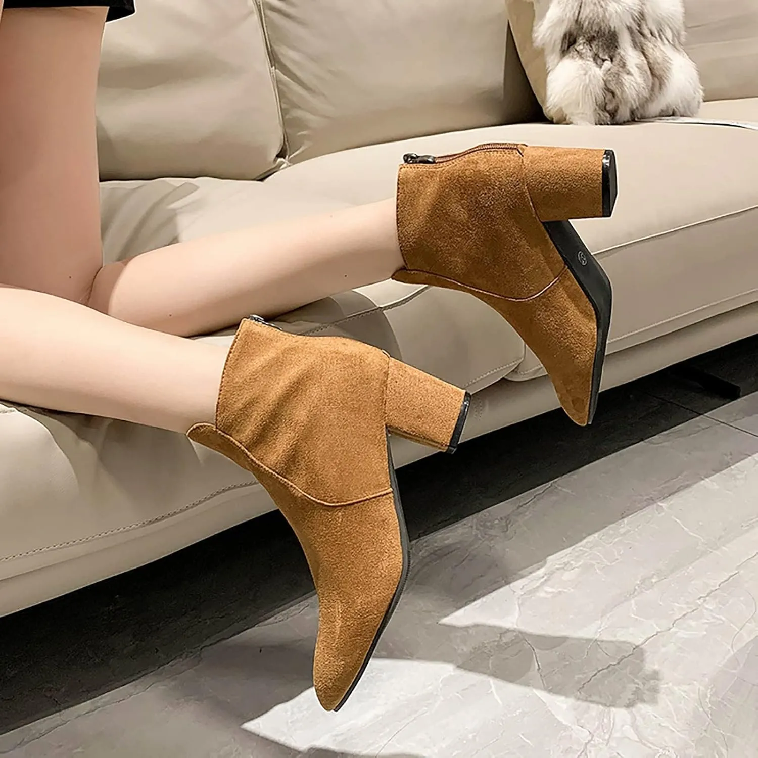 Womens Snow Boots Ankle Women Ankle Booties Womens Cowgirl Boots Square Toe Womens Bootie Low Heel Round Toe Flat Heel Square Toe Slip On Side Zipper