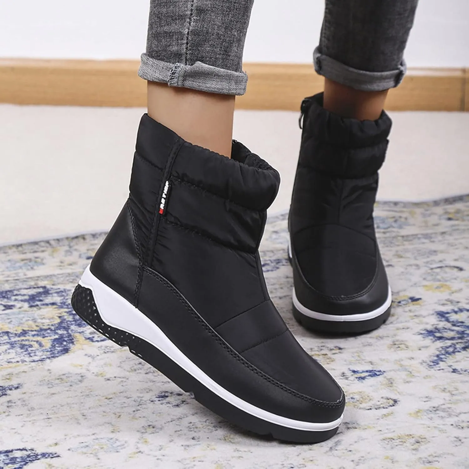 Womens Snow Boots Waterproof Insulated Wide Width Womens Winter Boots Wide Calf Womens Wide Width Snow Boots Waterproof Insulated Mid Calf Winter Boots for Women with Fur Botas Waterproof Para Mujer