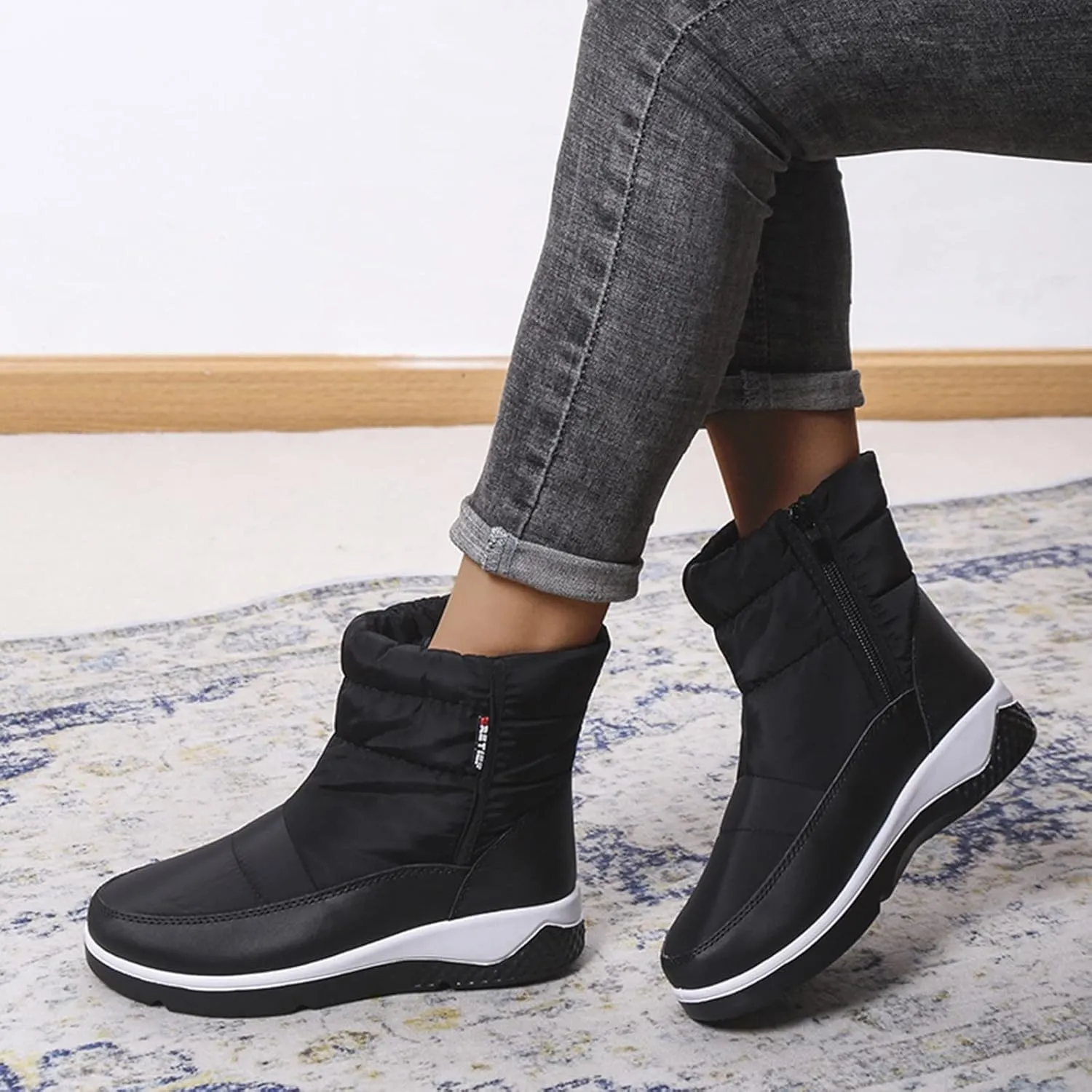 Womens Snow Boots Waterproof Insulated Wide Width Womens Winter Boots Wide Calf Womens Wide Width Snow Boots Waterproof Insulated Mid Calf Winter Boots for Women with Fur Botas Waterproof Para Mujer