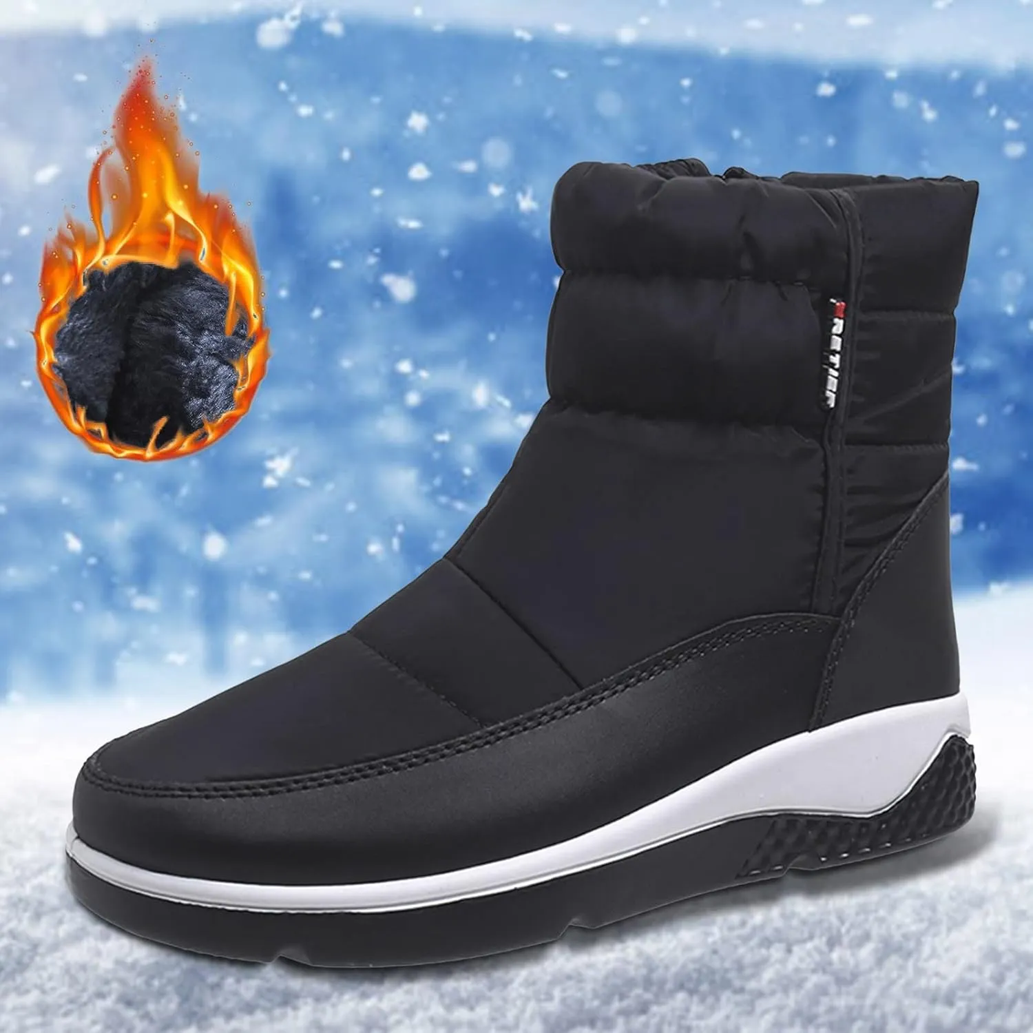 Womens Snow Boots Waterproof Insulated Wide Width Womens Winter Boots Wide Calf Womens Wide Width Snow Boots Waterproof Insulated Mid Calf Winter Boots for Women with Fur Botas Waterproof Para Mujer