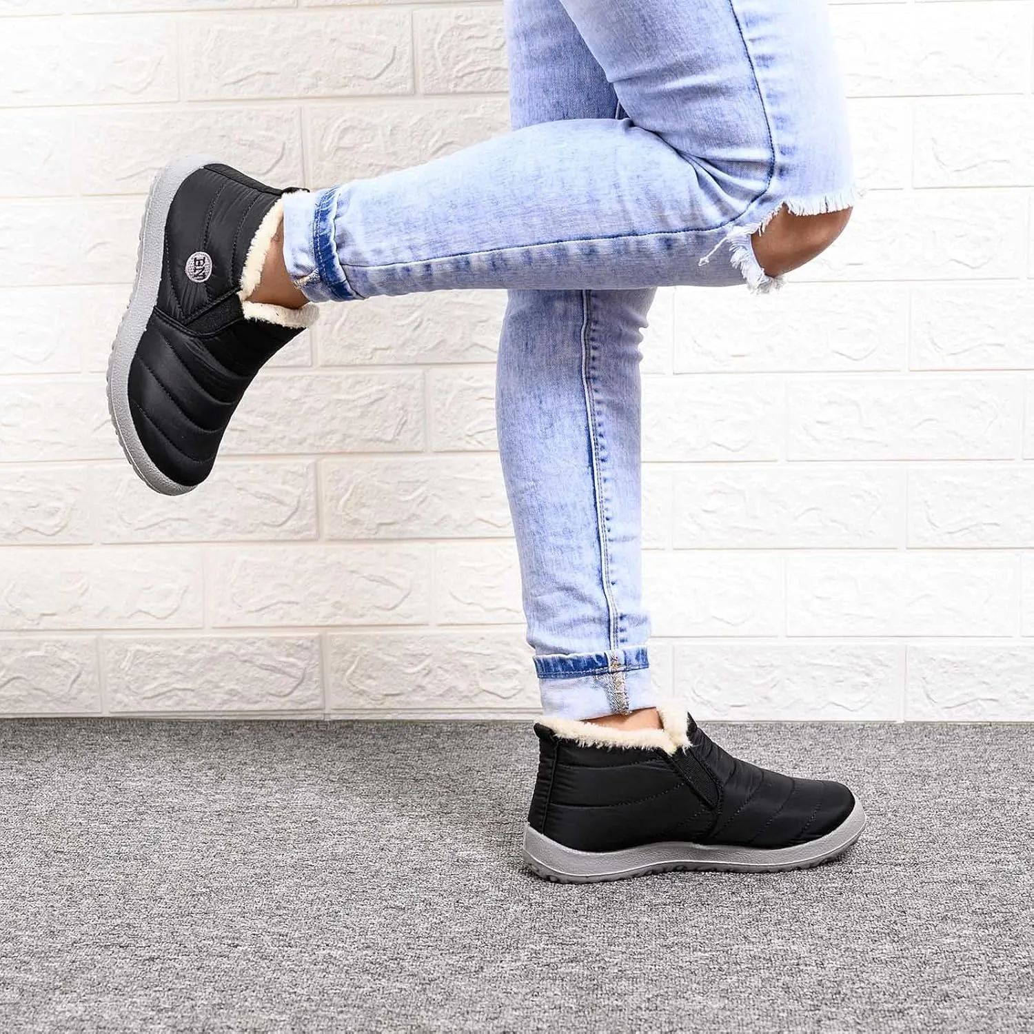 Womens Snow Boots Waterproof Slip on Women's Winter Waterproof Fur Lined Frosty Snow Boots Women's Winter Boots Wide Calf Zapatos Para La Nieve De Mujer Botas Contra El Agua Para Mujer