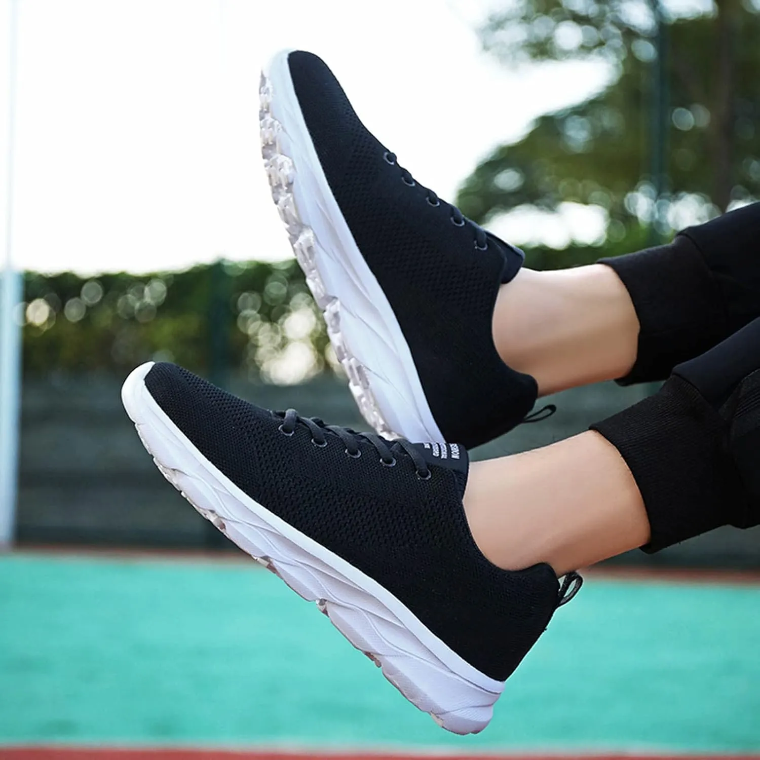 Womens Walking Shoes Lace Up Lightweight Memory Foam Cheer Walking Shoes Women Workout Slip On Shoes Casual Men's Fashion Sneakers White Tennis Shoe Trainers Shoe