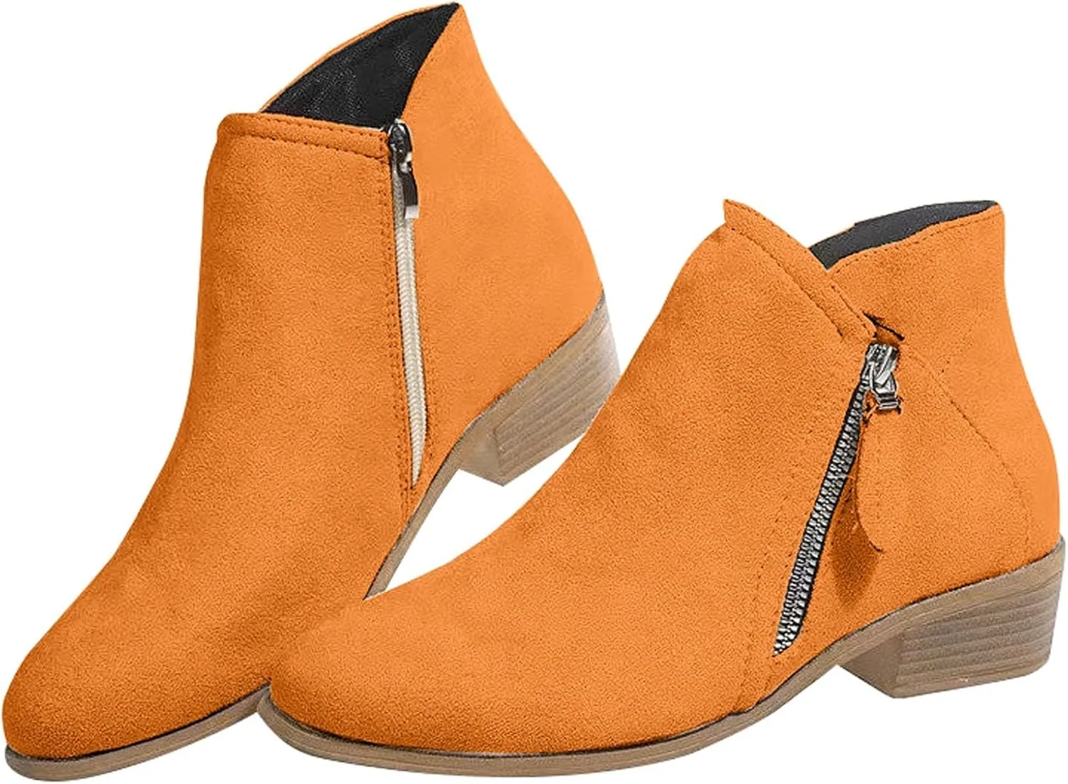 Womens Winter Boots Ankle Brown Booties Women Oxford Boots for Women Ankle Bootie for Women Low Heel Comfy Soft Cover Heel Cut Out Chunky Stacked Heel Slip on