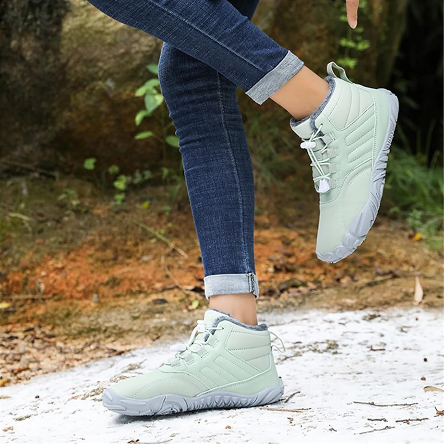 Work Boots for Men Cowboy Style Hiking Sneakers Shoes with Fur Lined Working Shoes for Women Wide Width Waterproof Platform Shoes Work Hike Grounded Footwear
