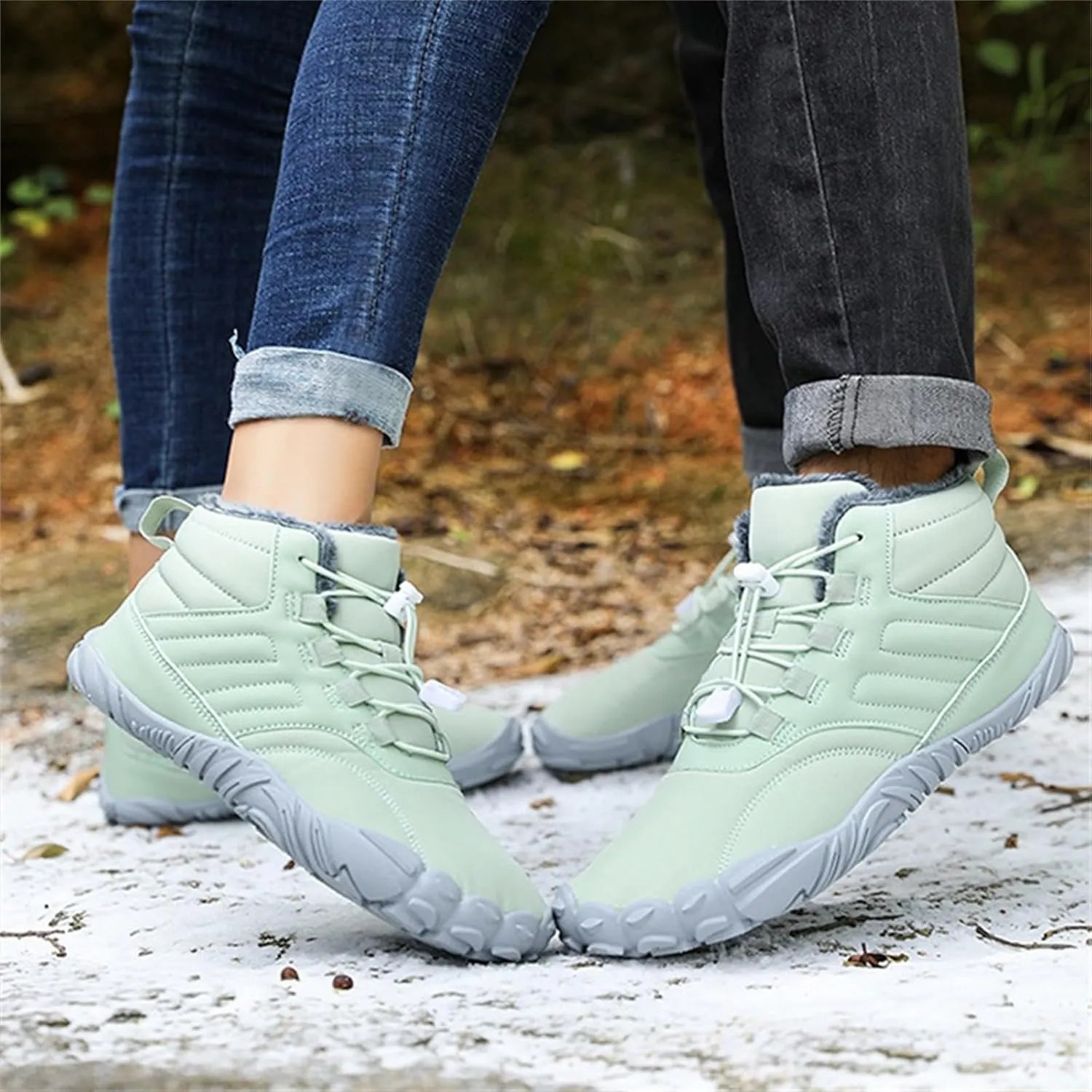 Work Boots for Men Cowboy Style Hiking Sneakers Shoes with Fur Lined Working Shoes for Women Wide Width Waterproof Platform Shoes Work Hike Grounded Footwear