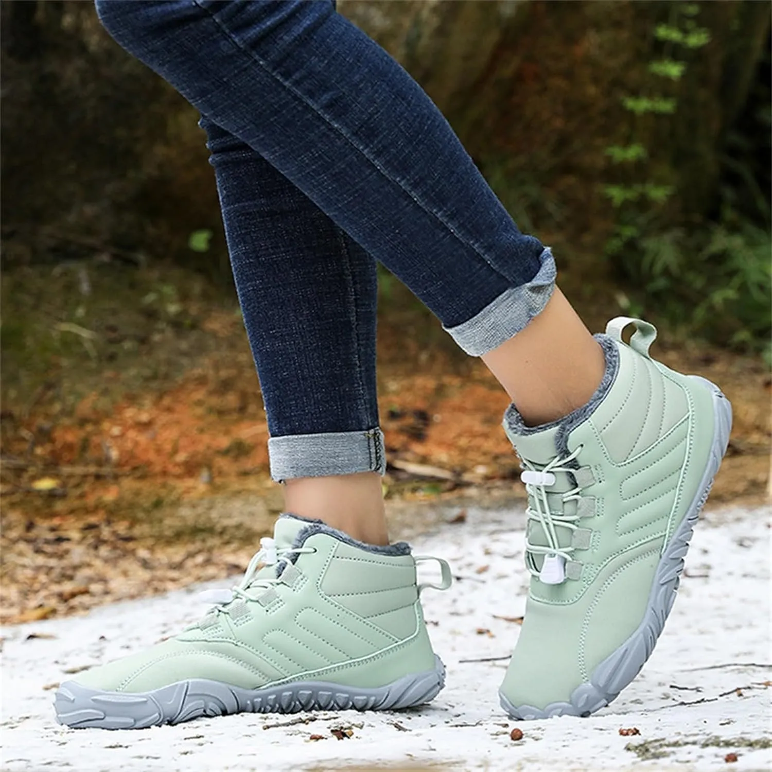 Work Boots for Men Cowboy Style Hiking Sneakers Shoes with Fur Lined Working Shoes for Women Wide Width Waterproof Platform Shoes Work Hike Grounded Footwear