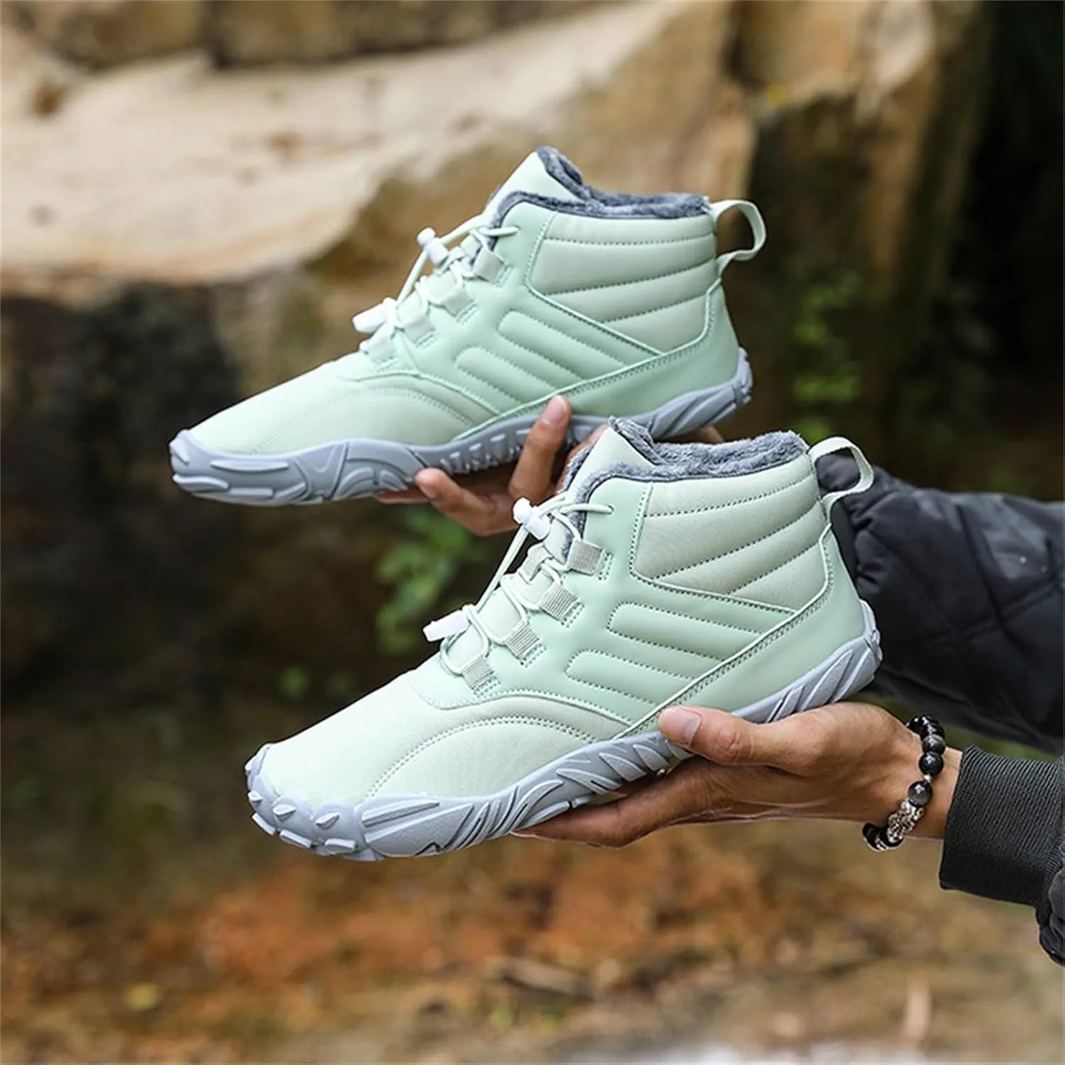 Work Boots for Men Cowboy Style Hiking Sneakers Shoes with Fur Lined Working Shoes for Women Wide Width Waterproof Platform Shoes Work Hike Grounded Footwear