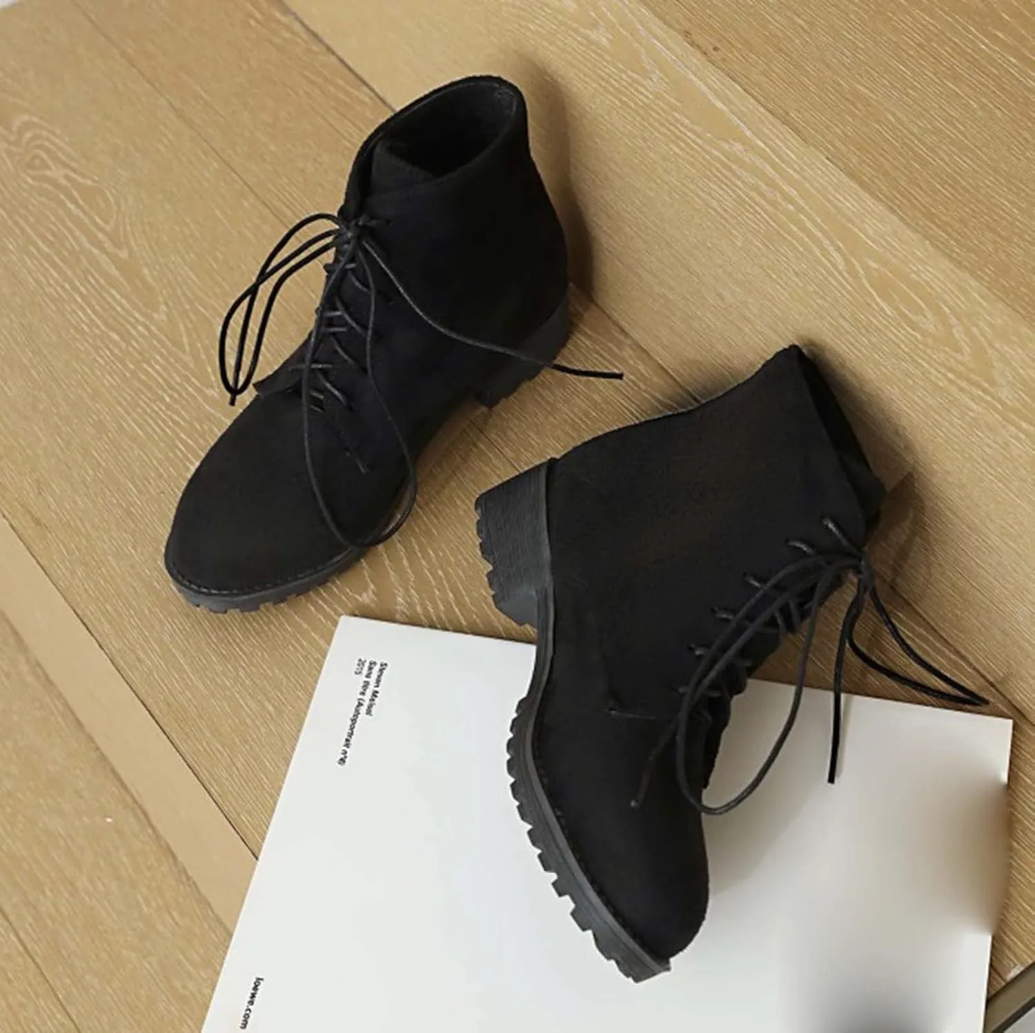 Work Boots for Women Ankle Warm Booties for Women Cute Womens Boots Non Slip Work Shoes Women Cover Heel Round Toe Lug Sole Low Heel Chelsea Fashion
