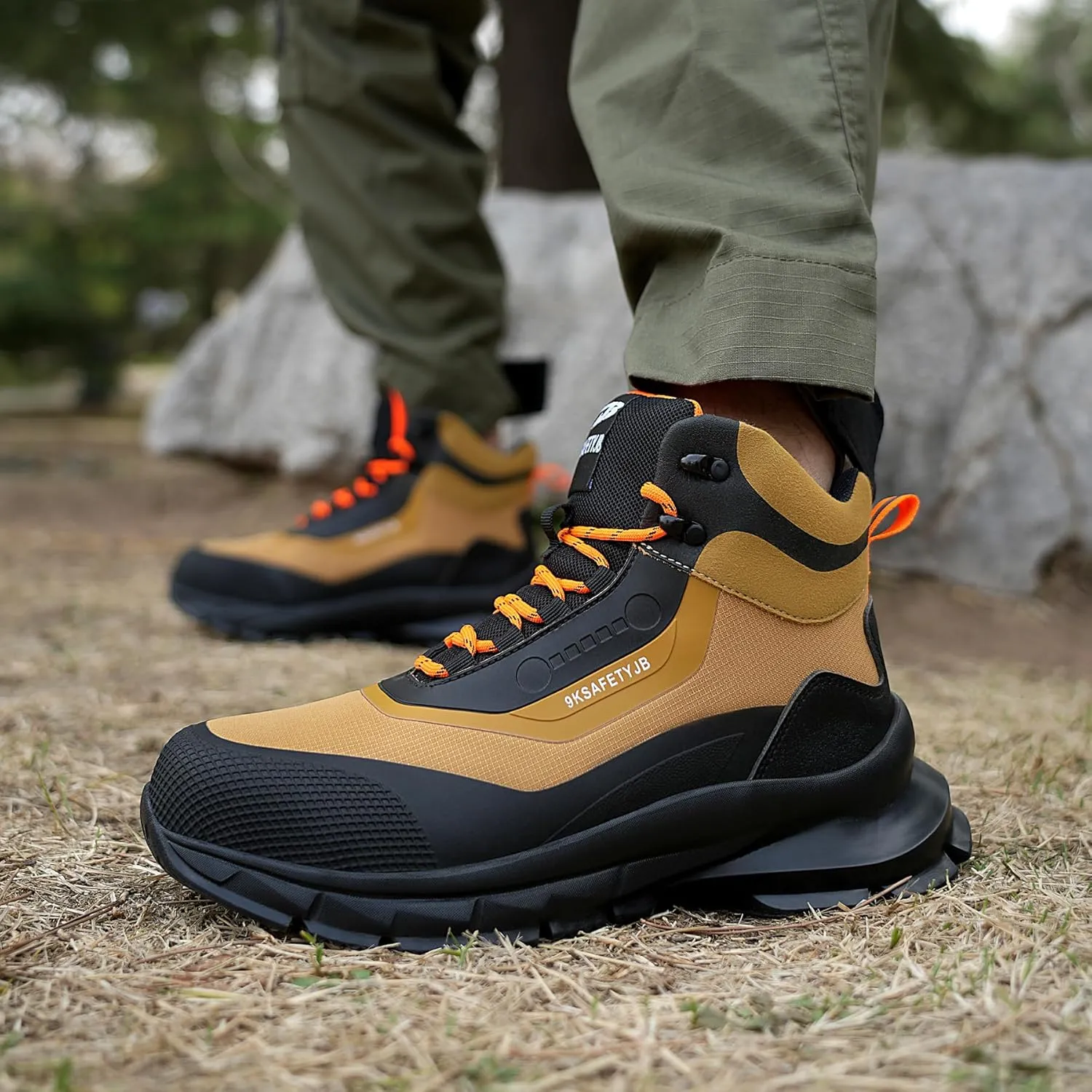 Work Safety Boots for Men and Women High Top Waterproof Lightweight Steel Toe Construction Shoes