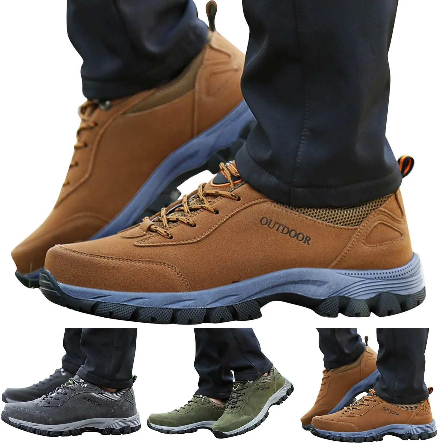 Workout Athletic Sport Shoes for Men Solid Thick Sole Hiking Shoes Comfortable Lace Up Outdoor Shoe Men Sneaker Size 16