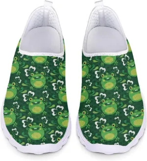 Xpyiqun Womens Green Shoes St Patrick's Day Tennis Sneakers Slip On Shoe Size 5.5-11.5