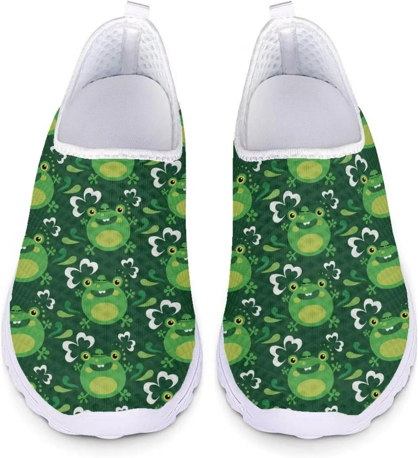 Xpyiqun Womens Green Shoes St Patrick's Day Tennis Sneakers Slip On Shoe Size 5.5-11.5